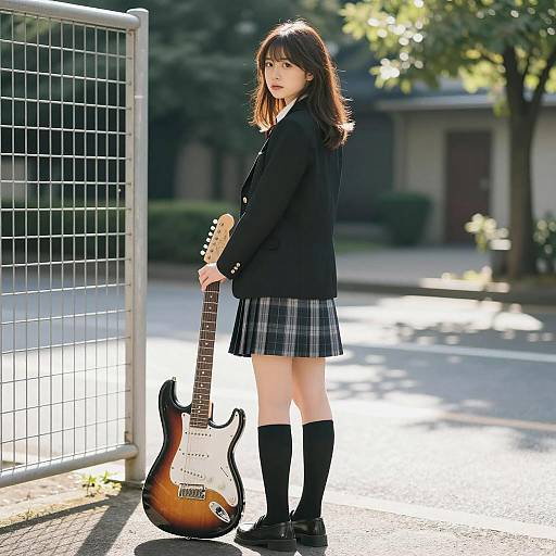 Sunlit Portrait of a Japanese Guitarist