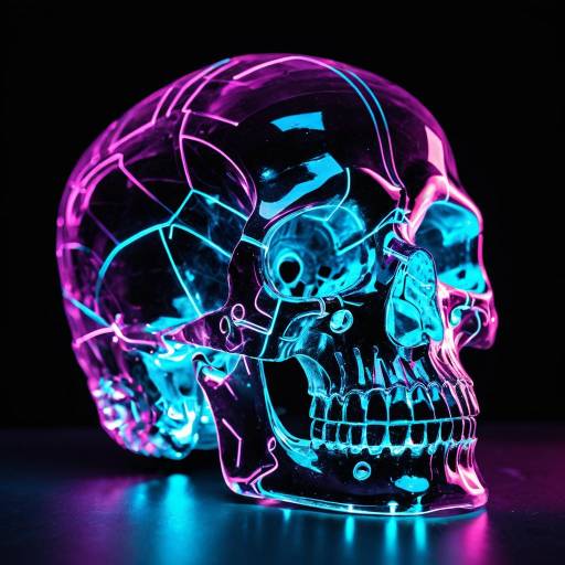 Neon Crystal Skull with Surreal Glow