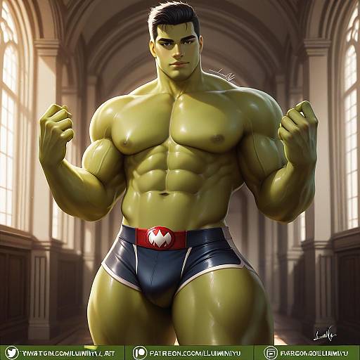 Illustration of Hulk, marvel in the style of Luminyu