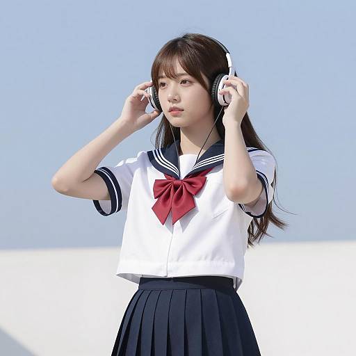 Young Japanese Woman in Sailor Uniform