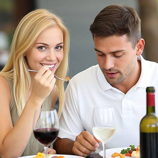 Candid Outdoor Dinner of Young Couple