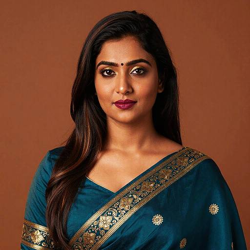 South Asian Studio Portrait in Teal