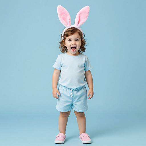 Excited Toddler in Easter Outfit