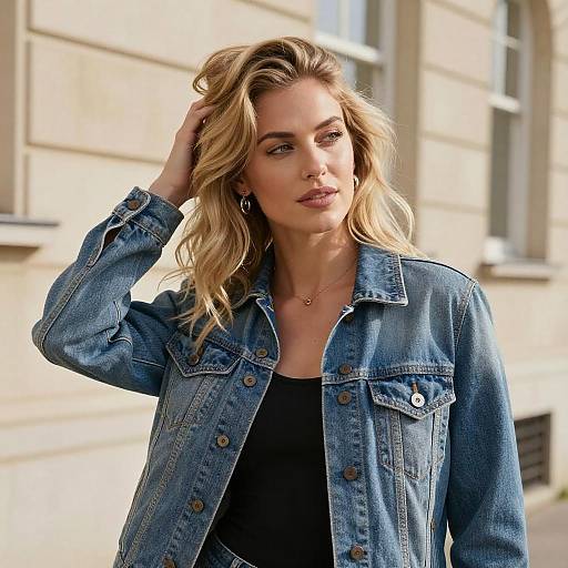 Blonde Woman in Denim Jacket Portrait