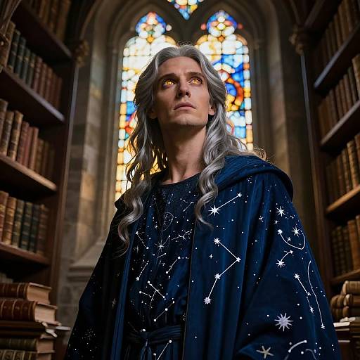 Enigmatic Mystic in Ancient Library