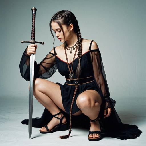 Woman in Black Dress with Sword