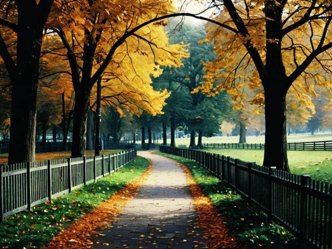 Serene Fall Fantasy Park Path
