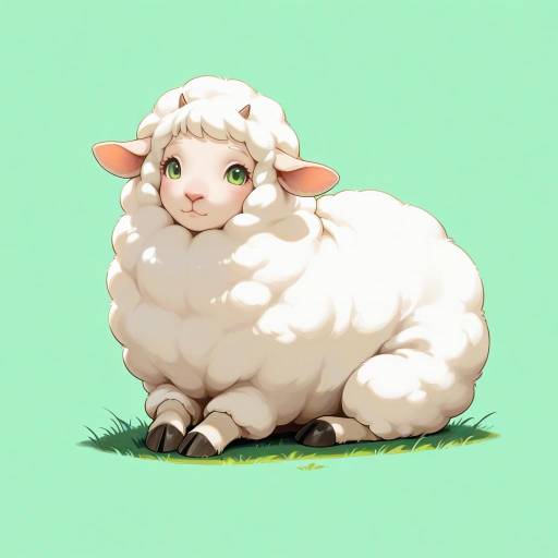 Realistic Sheep Resting in Green Field Realistic Sheep Resting in Green Field