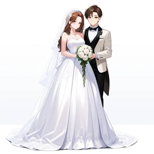 Elegant Wedding Couple in Formal Attire Elegant Wedding Couple in Formal Attire