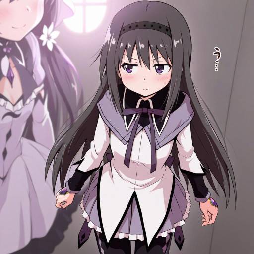 Illustration of Akemi homura (magical girl), mahou shoujo madoka magica in the style of Kurachi mizuki