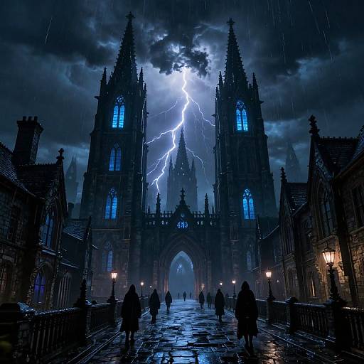 Dark Fantasy Gothic Cityscape Scene