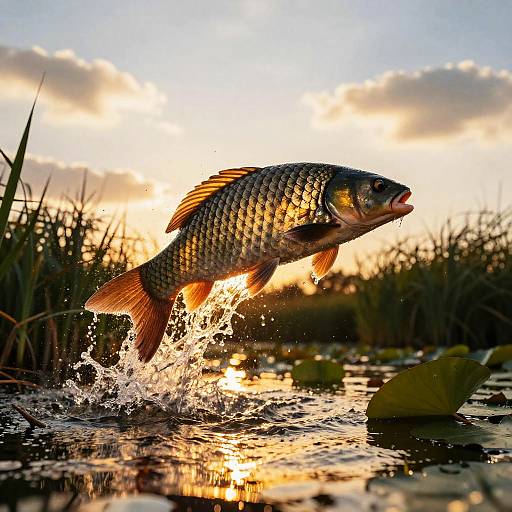 Hecht Leaping at Sunset Splash