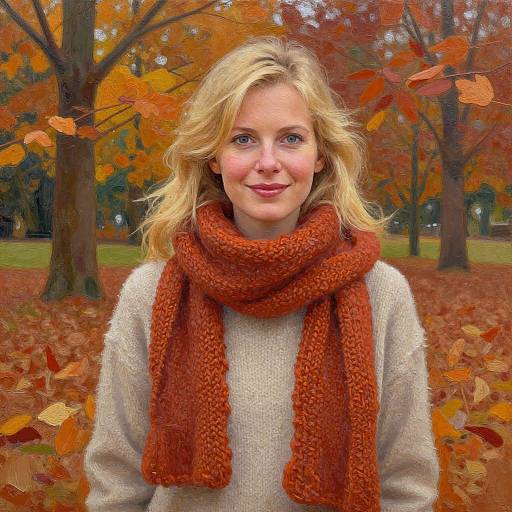 Cozy Autumn Portrait of Blonde Woman