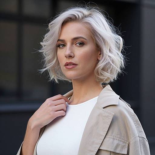 Confident Woman with Platinum Blonde Hair