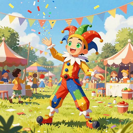 Joyful Jester in Vibrant Festival