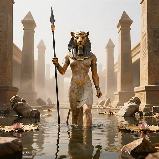 Sekhmet in Sunken Necropolis at Dawn