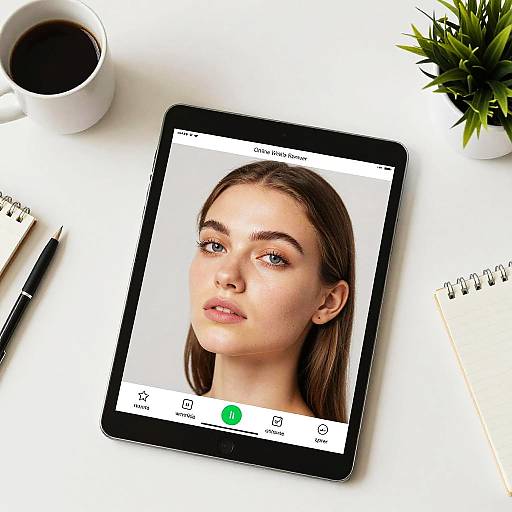 Artistic Desk Setup with Photo Editing