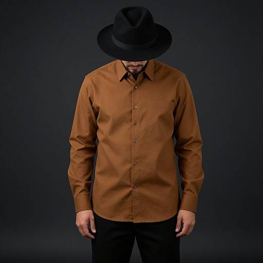 Man in Brown Shirt and Black Hat