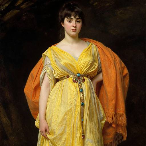 Classical Oil Painting Woman in Yellow