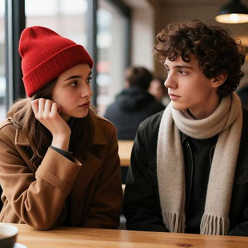 Thoughtful Moment in a Cozy Cafe