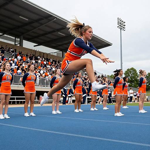Energetic Cheerleading Practice Action Shot