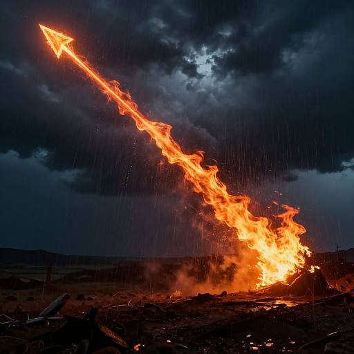 Mythic Fire Arrow in Stormy Sky