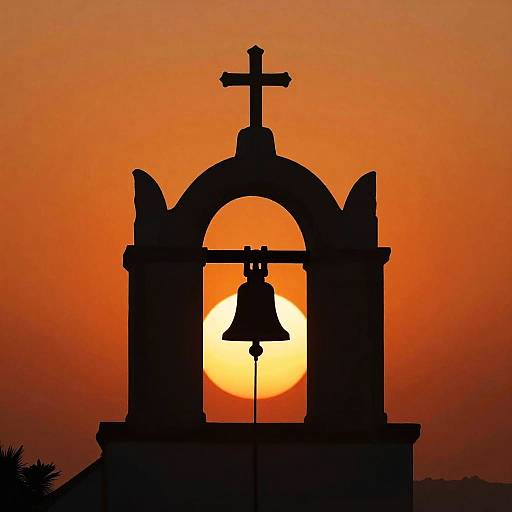 Silhouetted Bell Tower at Sunset