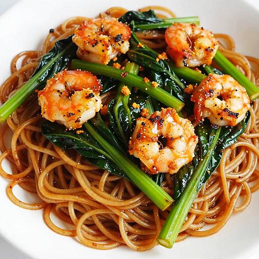 Close-Up of Shrimp Noodles Dish