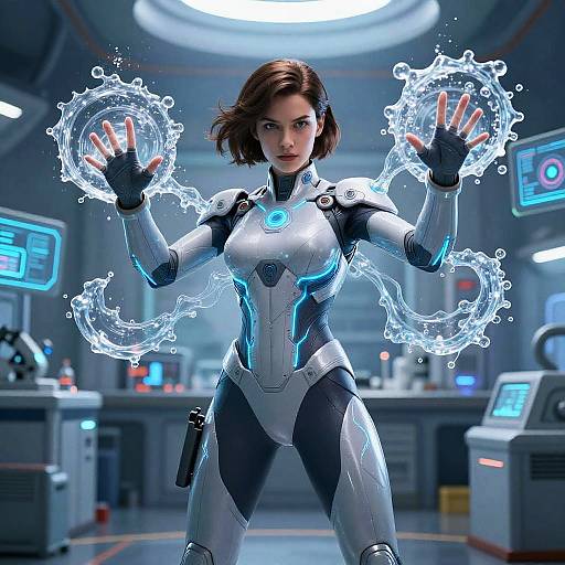 Futuristic Hydrogen Superhero Illustration