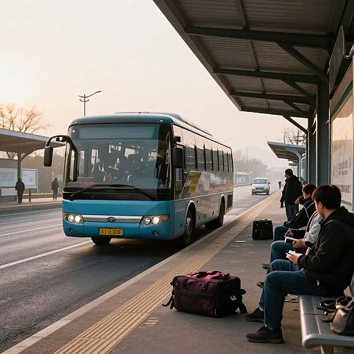 Sunrise at Quiet Bus Station