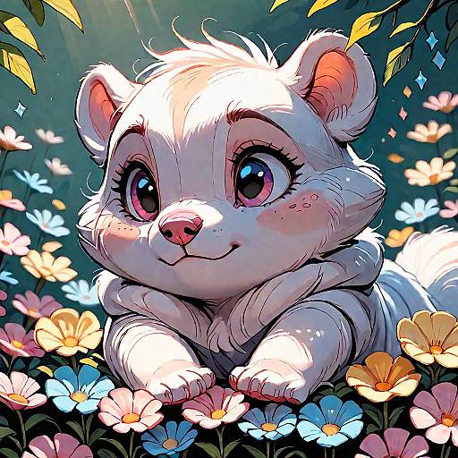 Whimsical Serene Animals in a Meadow