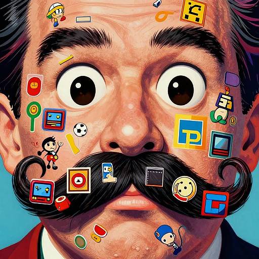 Pop Art Cartoon Mustache Collage