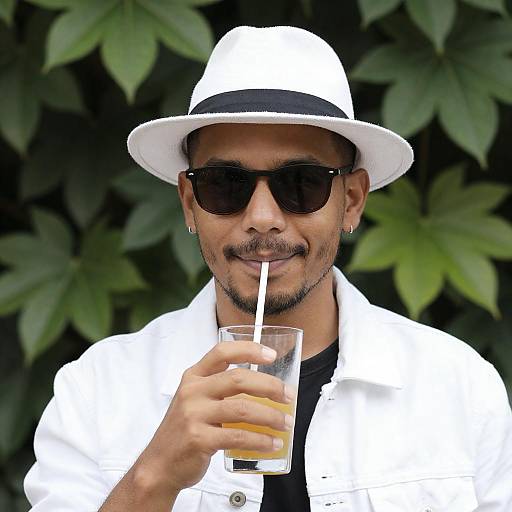 Stylish Man in White Attire and Sunglasses