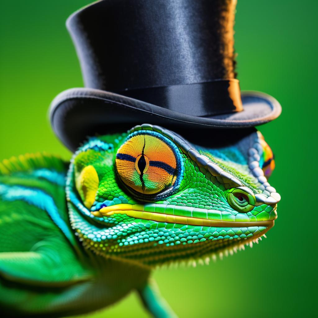 Charming Chameleon in a Top Hat