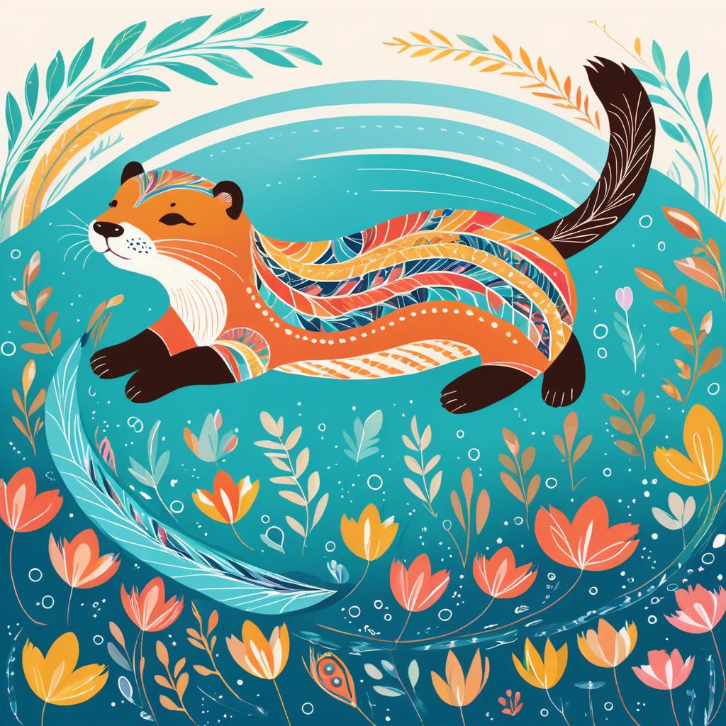 Playful Otter Illustration in Vibrant Style