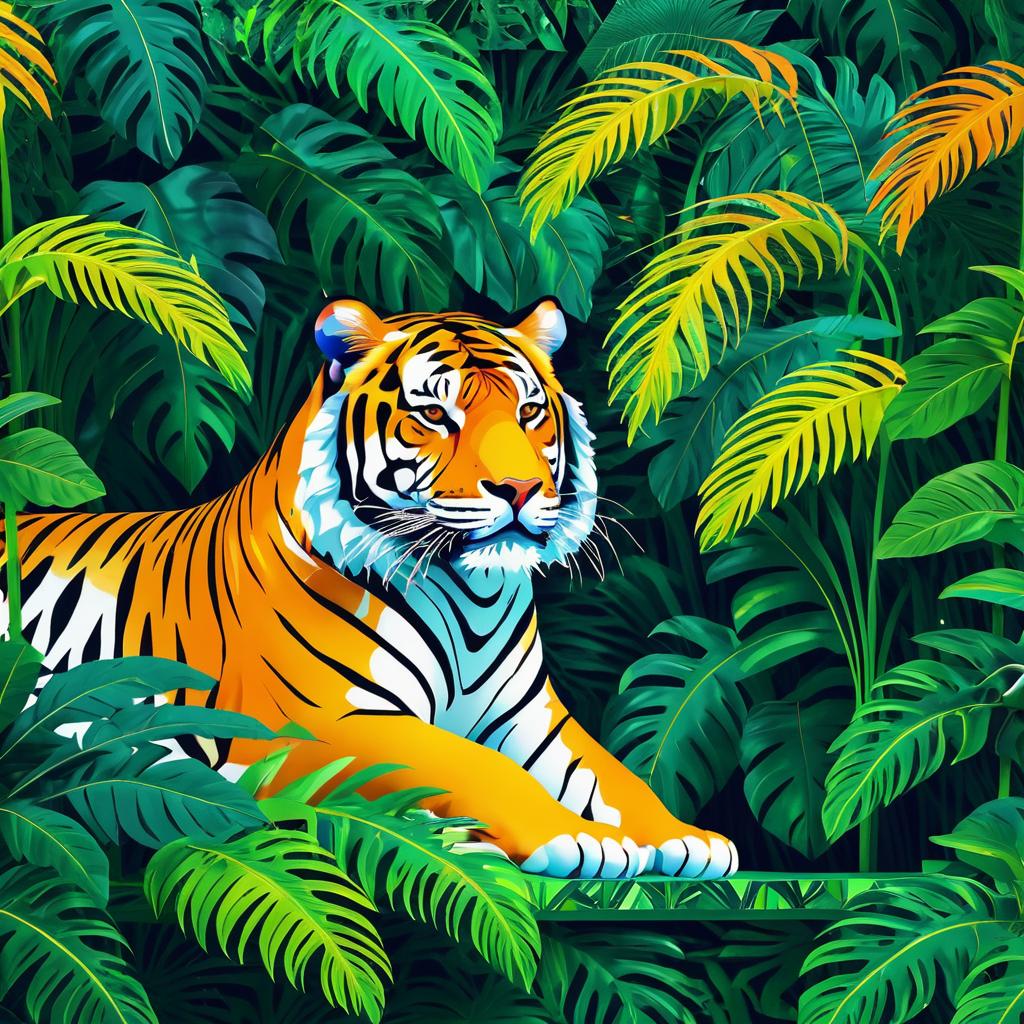 Majestic Tiger in Surreal Jungle