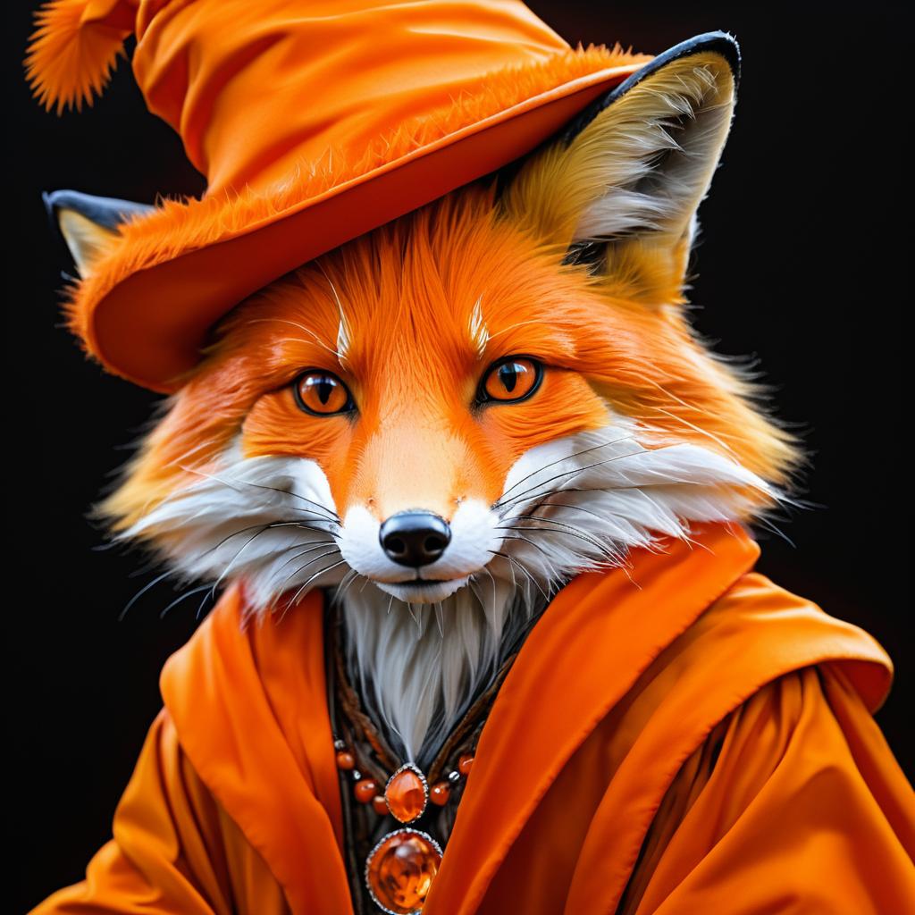 Cunning Fox in a Jester's Hat Portrait