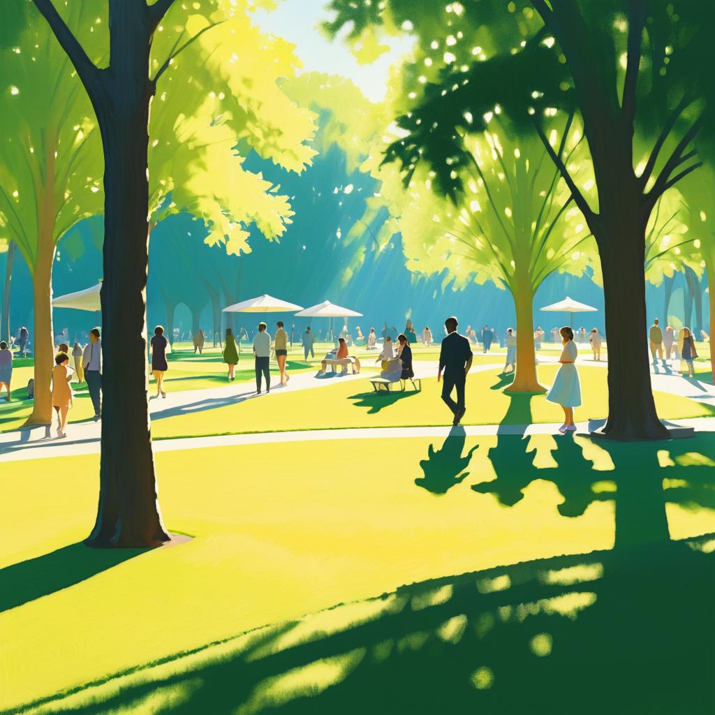 Joyful Park Scene in Painterly Style