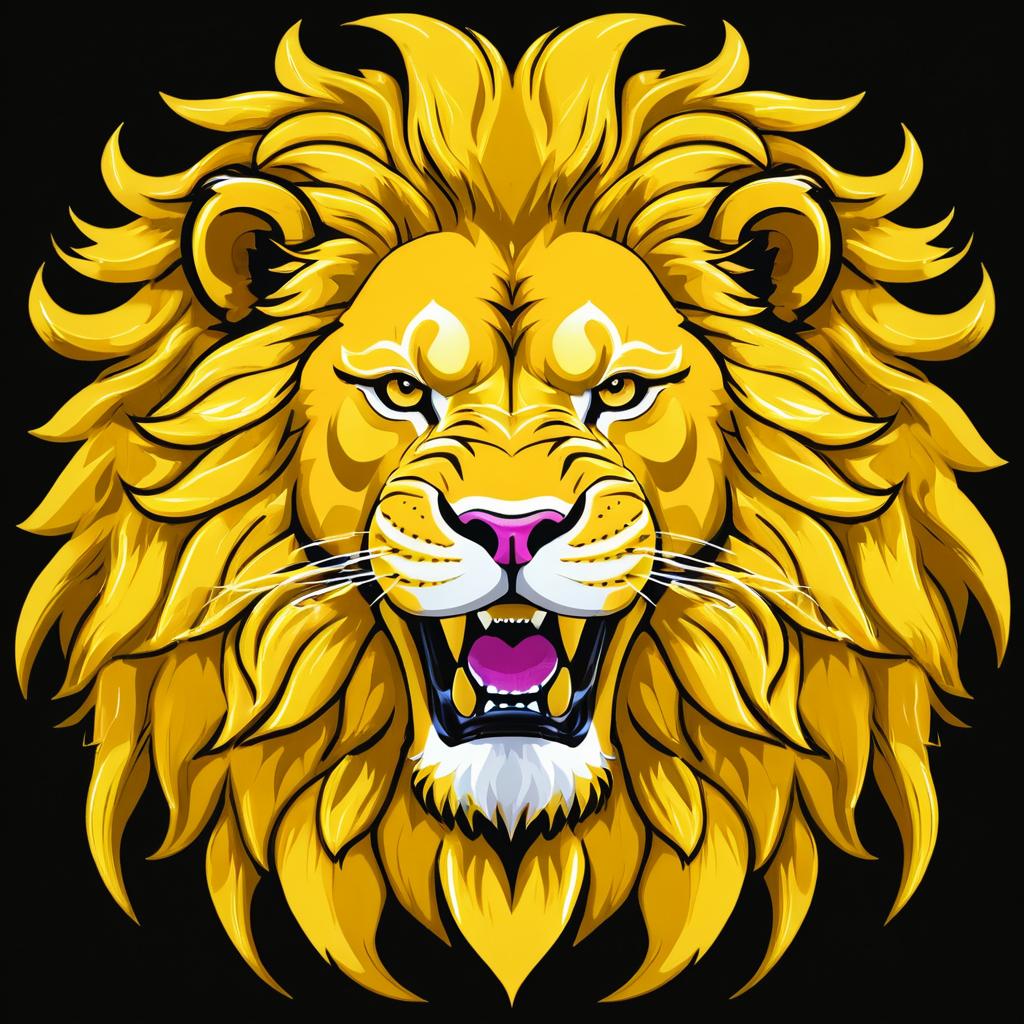 Fierce Golden Lion Portrait Rendering