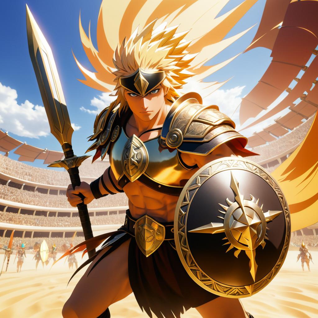 Anime Gladiator in a Colossal Arena