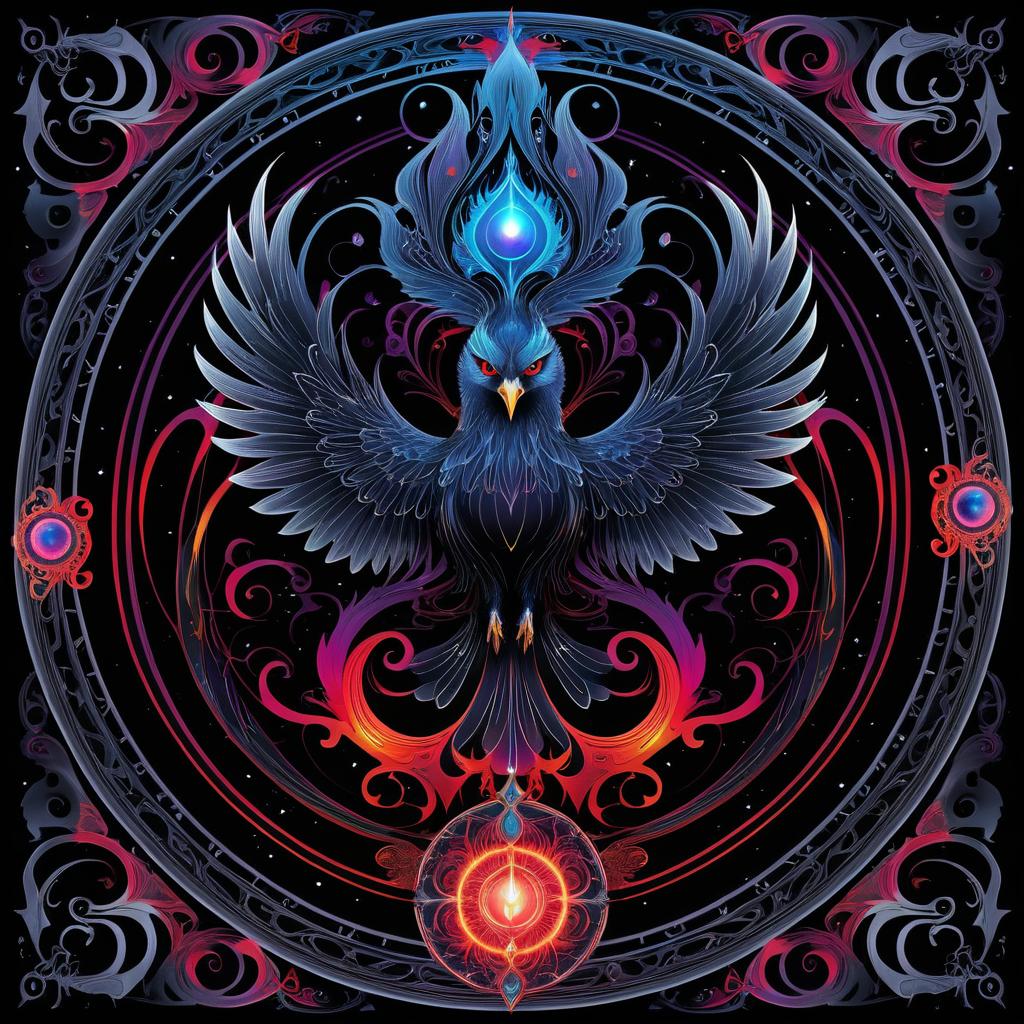 Antigravity Phoenix in Tarot Style Art