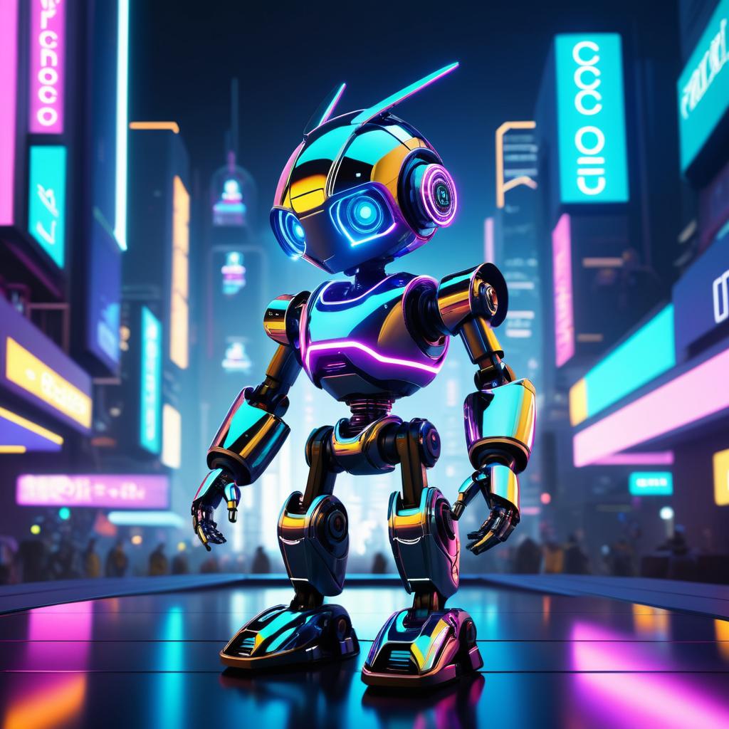 Futuristic Pinocchio Robot in Cybercity