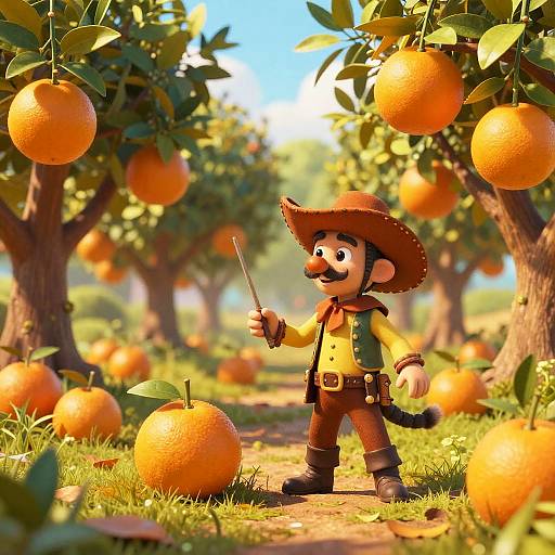 Whimsical Zorro Naranja in Enchanted Orange Grove