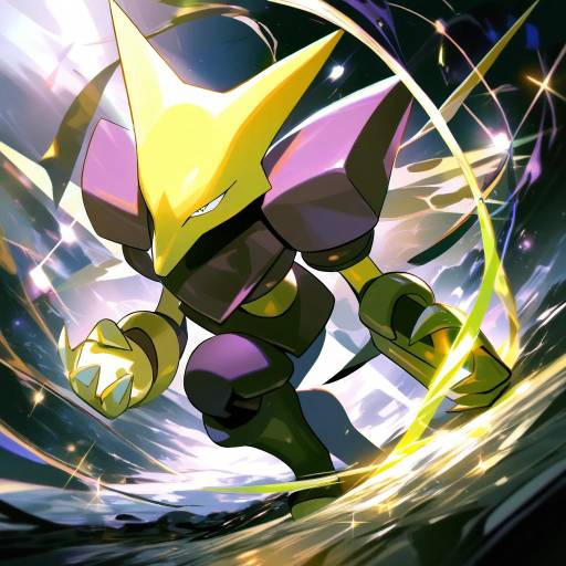 Illustration of Alakazam, pokemon in the style of Gorgeous mushroom