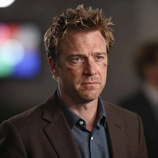 Serious man with scar wearing blazer