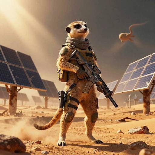 Desert Meerkat Commando at Dusk