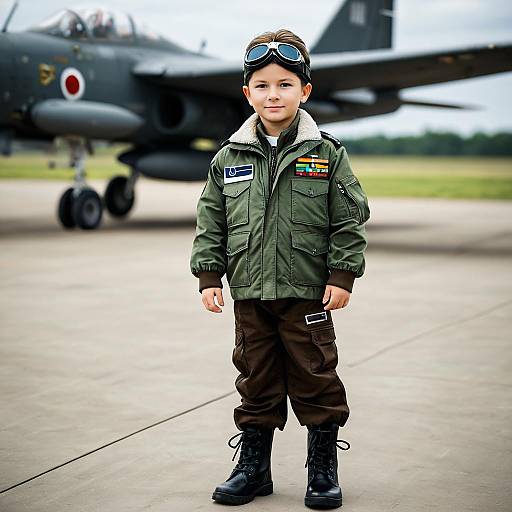 Adventurous Boy in Pilot Costume