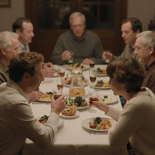 Intimate Dinner Scene with Friends