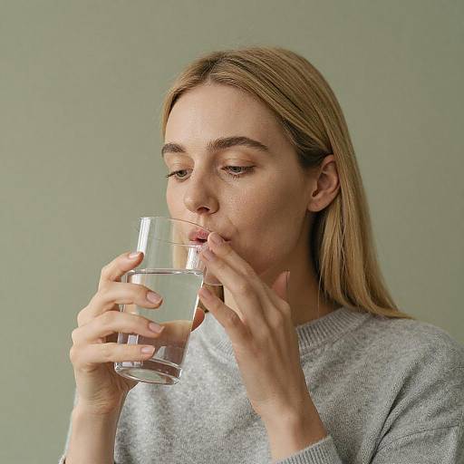 Candid Portrait of a Woman Drinking Water
