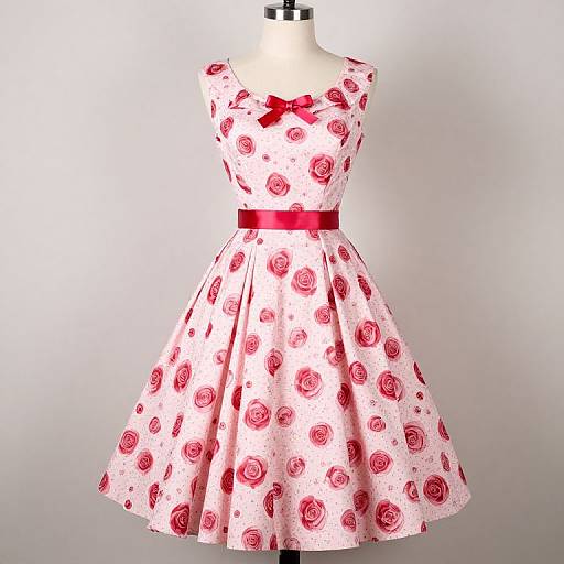 50s Lucille Tea Dress Hearts & Roses